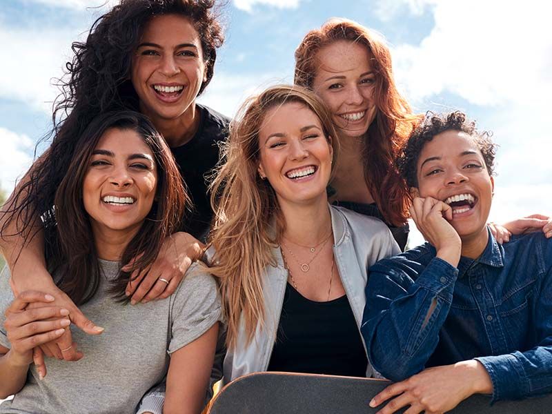 Friends smiling together